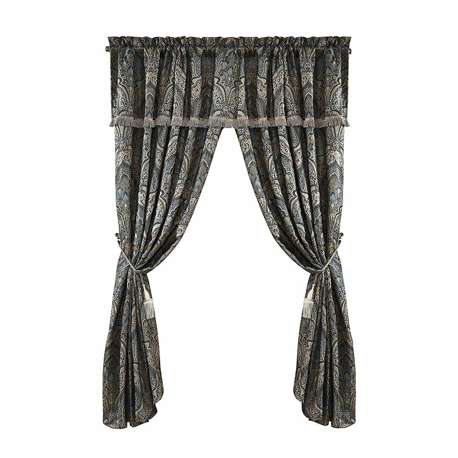 Chezmoi Collection Jacquard Paisley Floral Medallion Window Curtain Set, 4-Piece