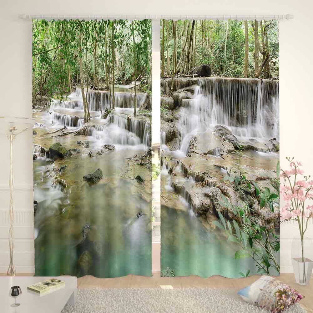 Fairy Waterfall Mist 3D Blockout Photo Print Curtain Fabric Curtains Window