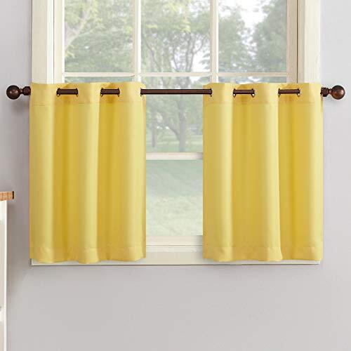 Montego Casual Textured Semi-Sheer Grommet Kitchen 56 in x 24 in Tiers Yellow