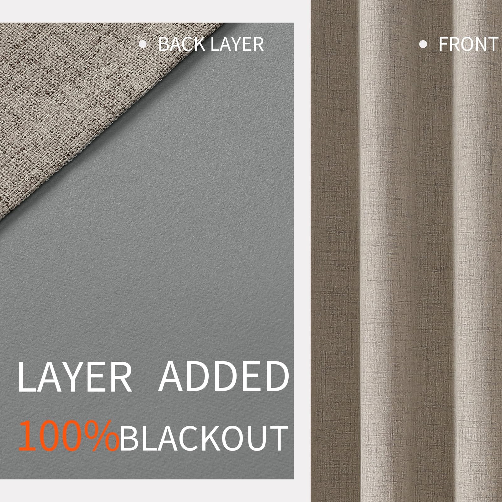 , Linen Coloured Blackout Curtains, 2 Piece Set, 107cm W x 213cm L, 10…