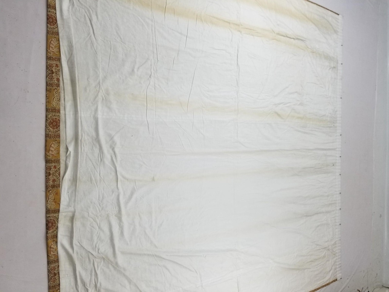 Vintage Traditional Indian Striped Animal & Floral Motif Printed Curtain 303×293