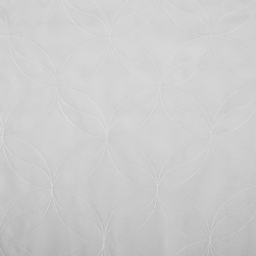 Tamaryn Embroidered Trellis White Polyester 50 In. W X 63 In. L Rod Pocket Sheer
