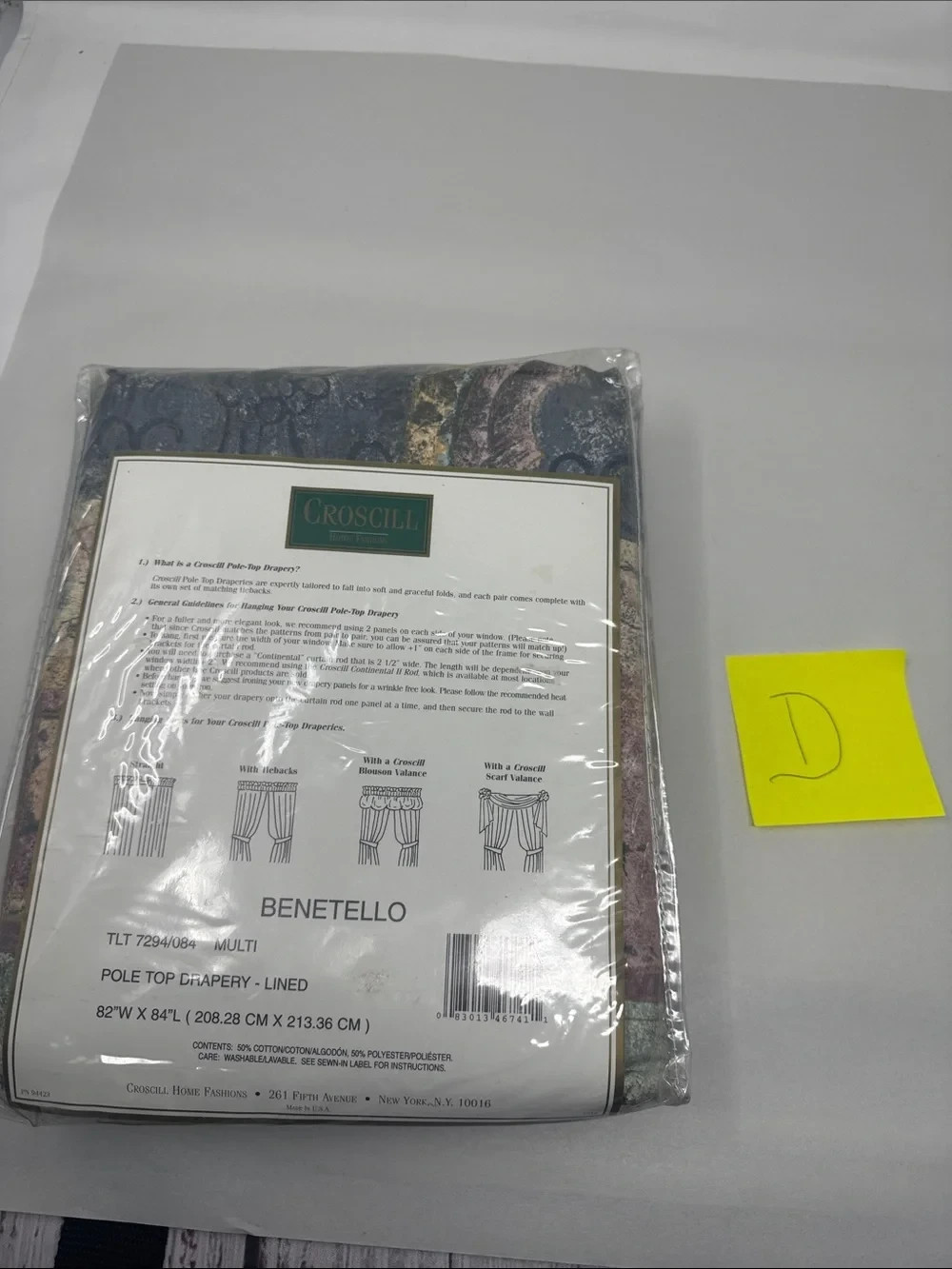 CROSCILL POLE TOP LINED DRAPERY PAIR PANELS WITH TIEBACKS 82″W X 84″L CURTAINS