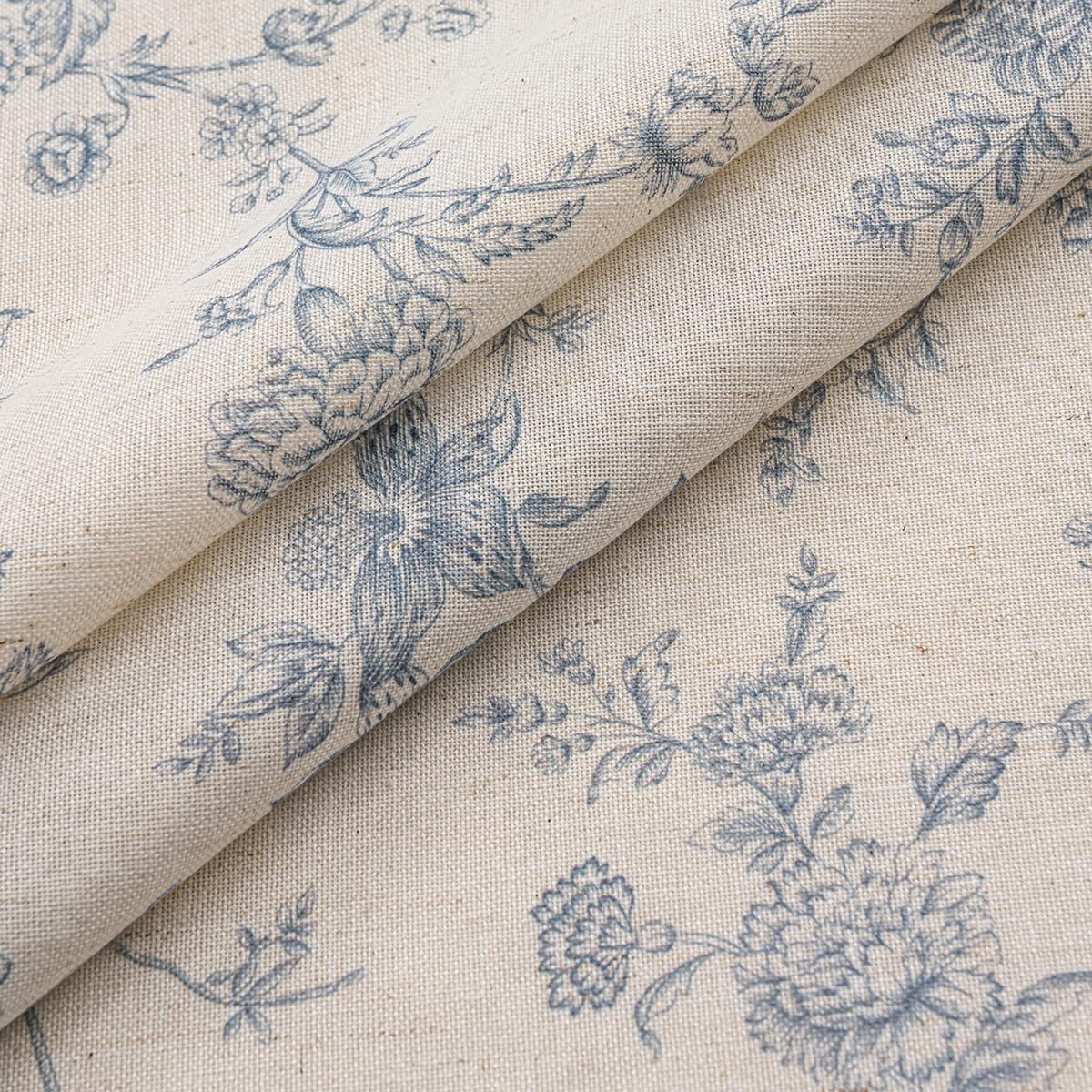 Natural Floral Curtains for Living Room Linen Curtains 63 Inch Length Rod Pocket