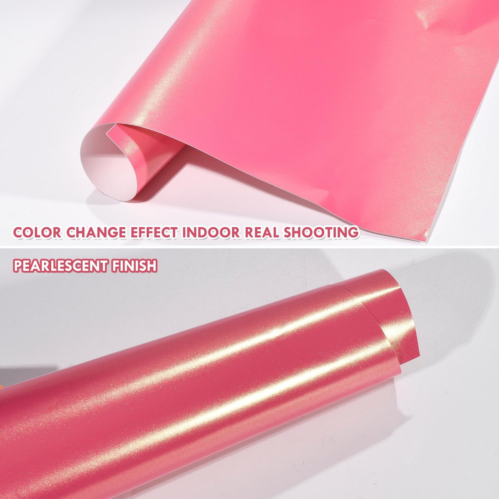 Aumohall Bright Pink To Charming Diamond Gold Metallic Chameleon Vinyl Wrap