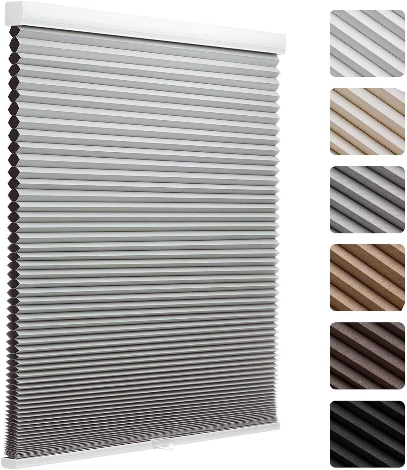 Cordless Blackout Honeycomb Shades, Thermal Insulated, 55″ W X 72″ H, Grey