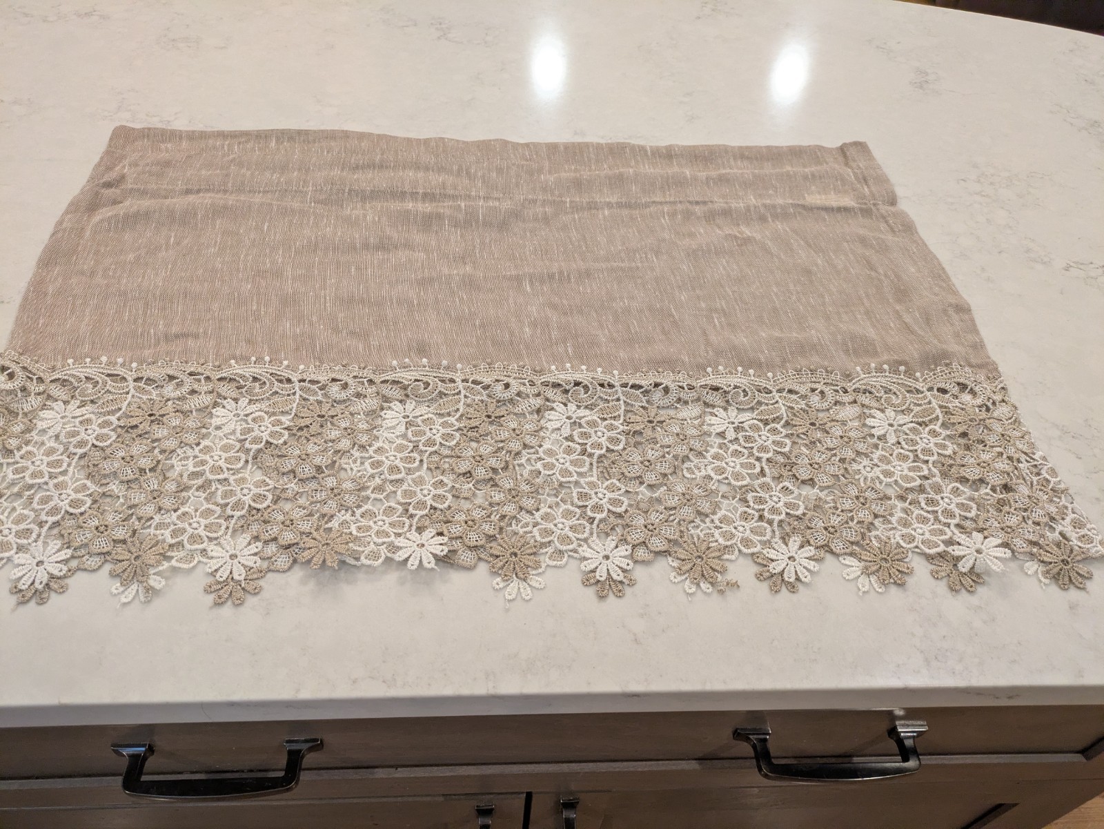 Lace Kitchen Beige Curtain 52 L x 18.5 W Curtain 1 Panel
