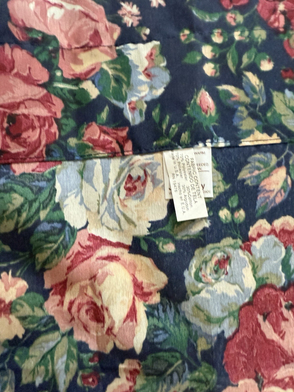 New JC Penney Floral Scallop Valance 86”X21” Pink Roses Blue Beige Green