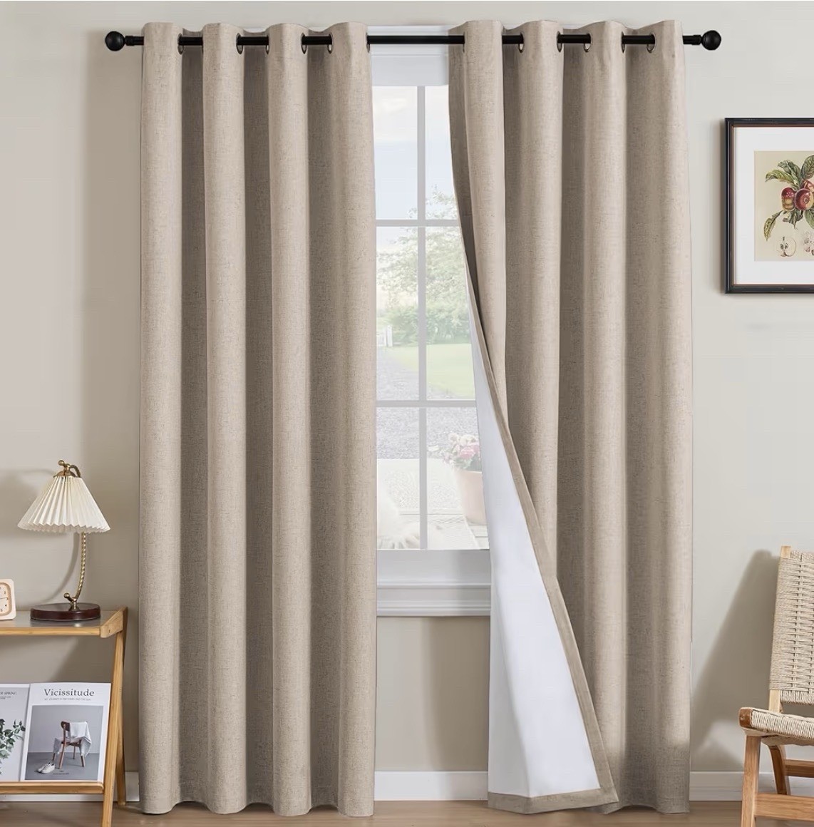 100% Blackout Shield Linen Blackout Curtains for Bedroom 108 Inches Long,…