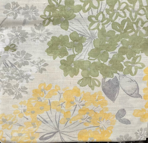DKNY 50 x 96 Floral Fields Rod Pocket Cotton Curtains Yellow Green Gray Flowers