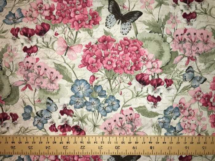 Butterfly Floral Garden Burgundy Pink Blush Flowers Handcrafted Valance t3/12