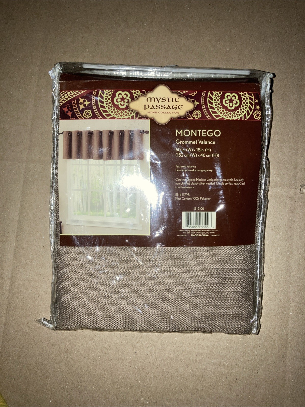 Mystic Passage Home Collection 60 x 18 in Montego Grommet Valance
