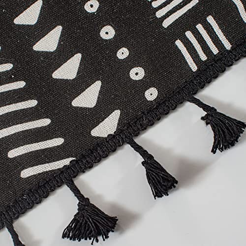 Boho Tassels Kitchen Valances for 18″W x 59″L (Pack of 1) Black