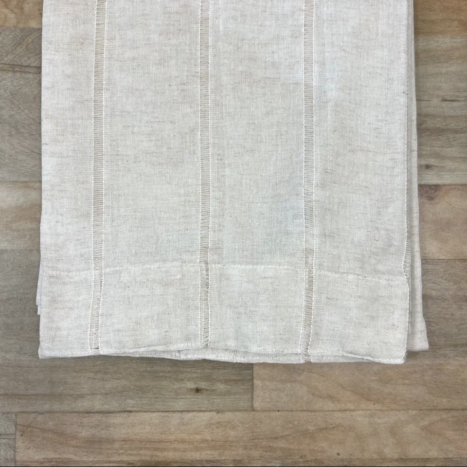 Ralph Lauren 54 x 96 Hamilton Linen Beige Sheer Curtains Striped Stripes Woven