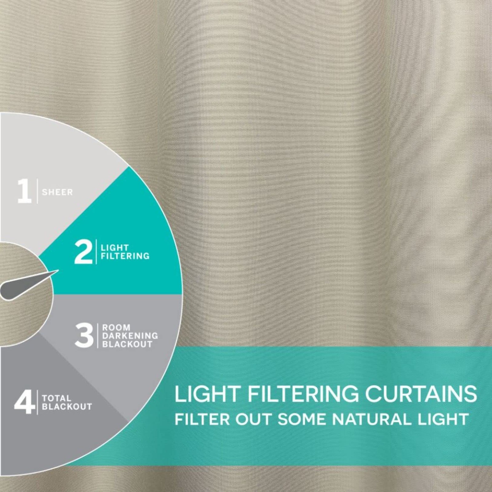 Curtains VT Curtain with Tab for Filtering Light, 132 x 132 cm, Taupe