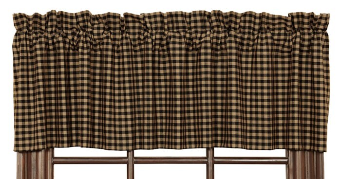 Valance 72 inch Black Check Primitive Decor Window Curtain Victorian Heart