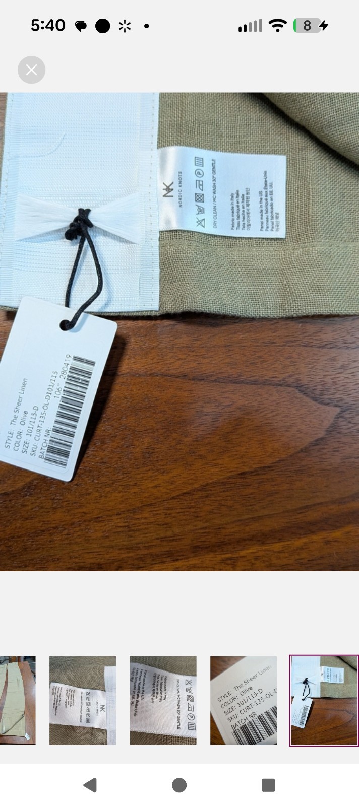 Nordic Knots The Sheer Linen Curtain Panels Olive 106in Rod Pocket 101/115