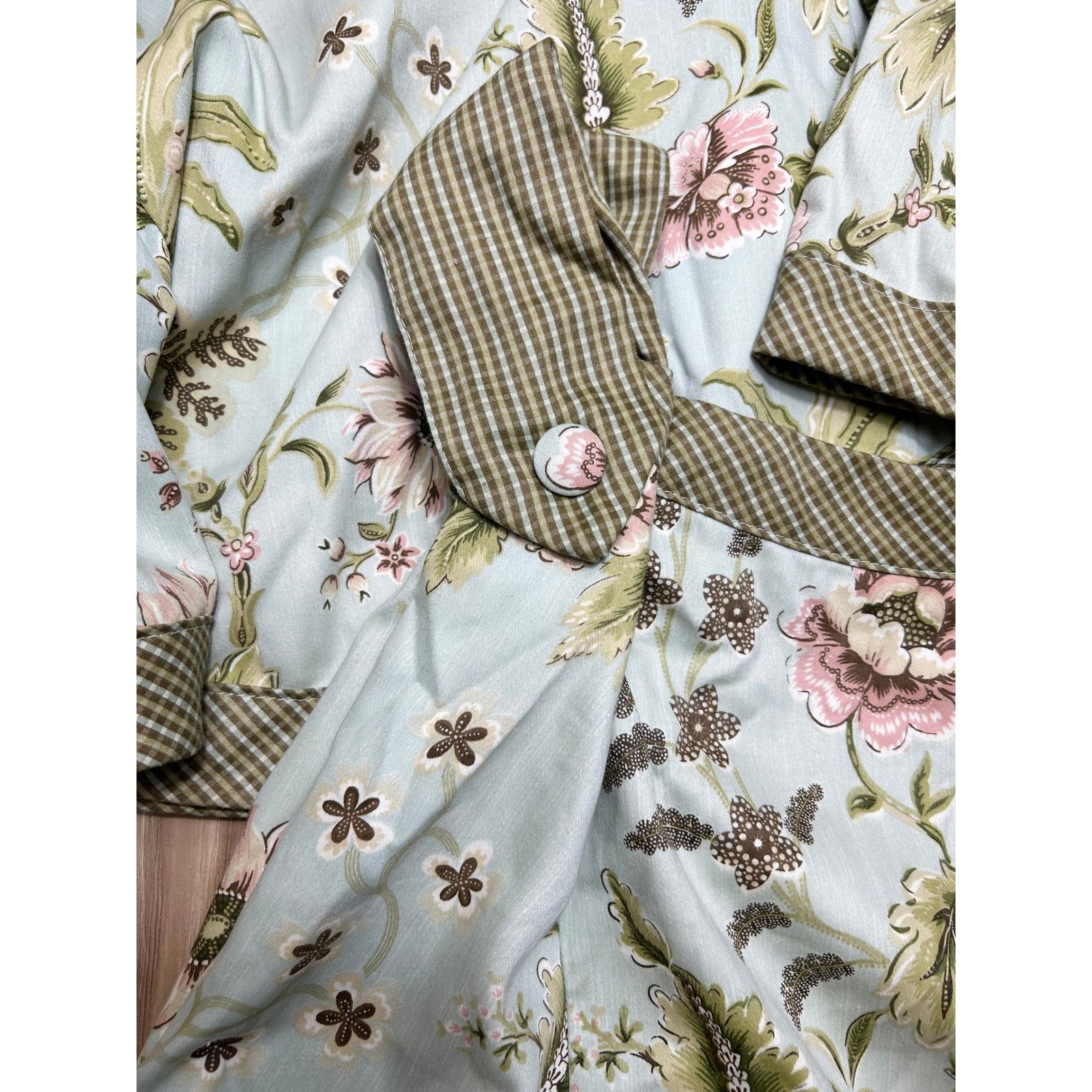 VTG Waverly Williamsburg Valance Set (3) Blue Green Floral Pineapple Gingham