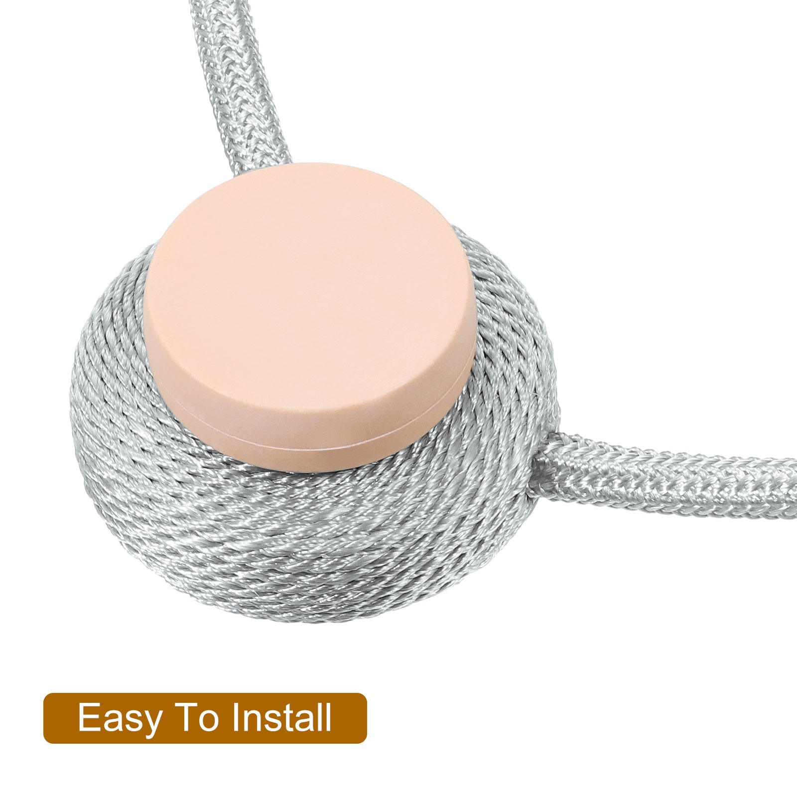 2 Pack Curtain Tieback Polyester Hand Woven Rope Magnetic Design Gray