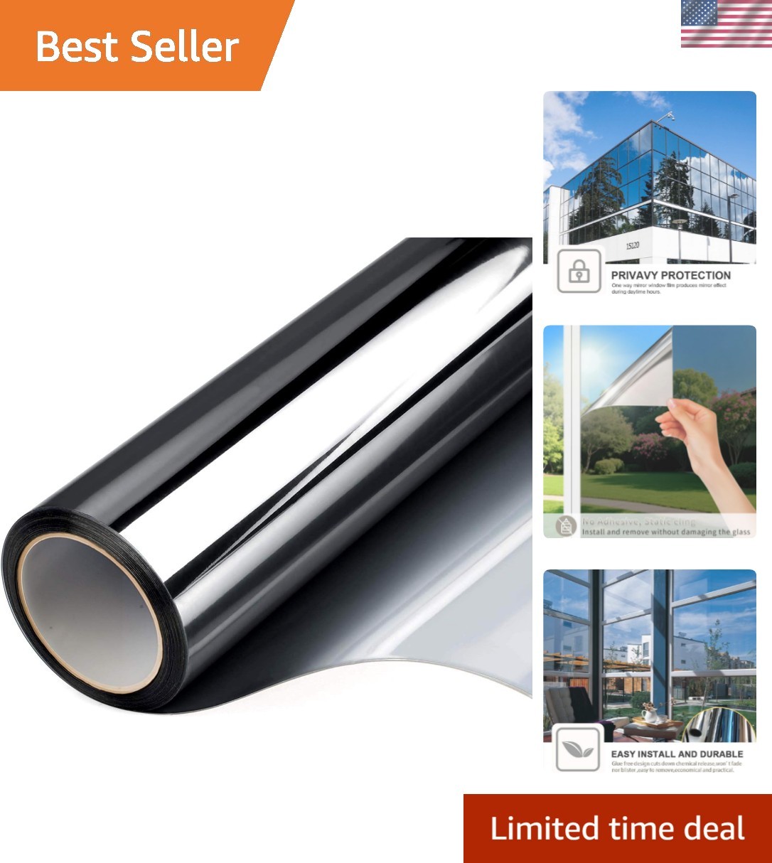 One Way Privacy Window Film Mirror Window Tint for Home Daytime Privacy Heat …