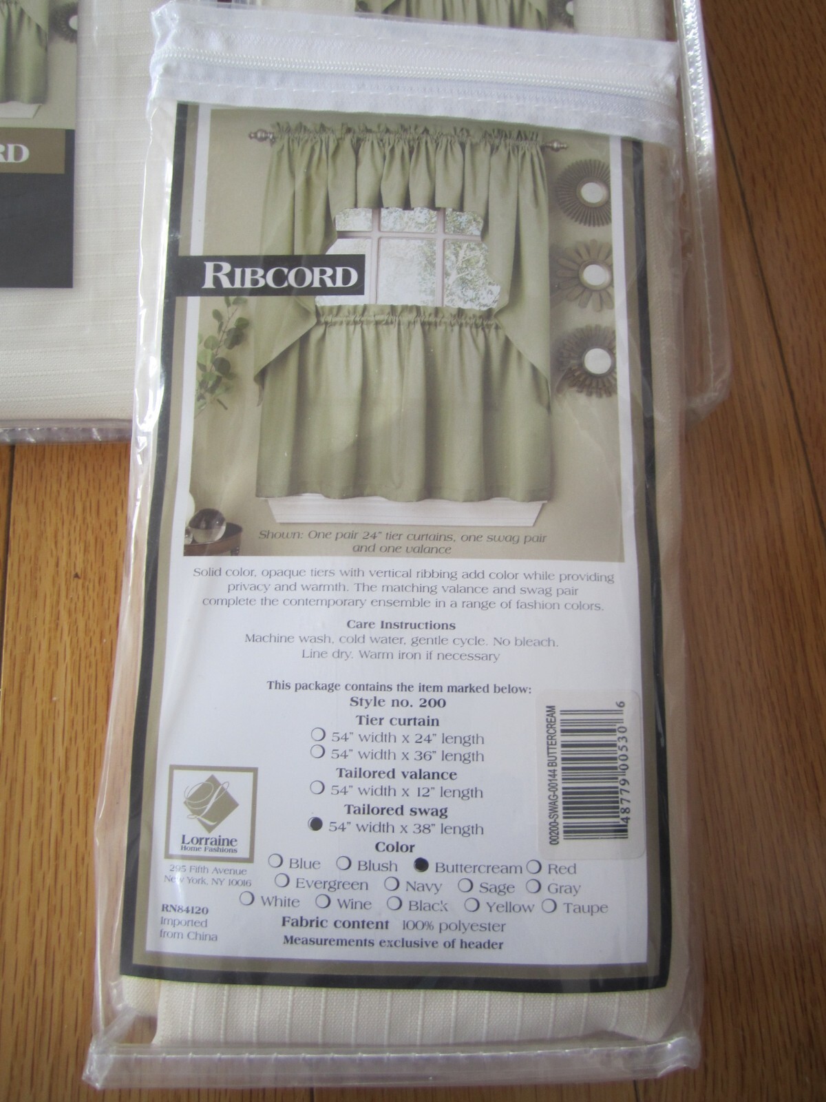 Opaque Ribcord Kitchen Curtains – 54″ x 38″ SWAG PAIR – BUTTERCREAM OFF WHITE