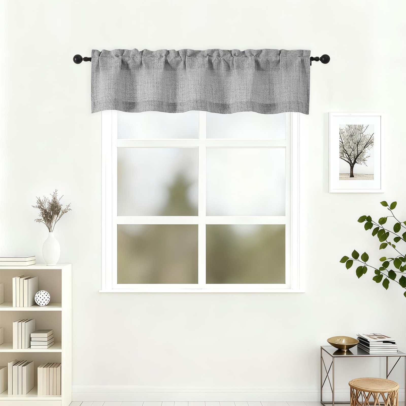 Valances for Windows 12 Inch Length, Light 52″W x 12″L (Pack of 1) Grey