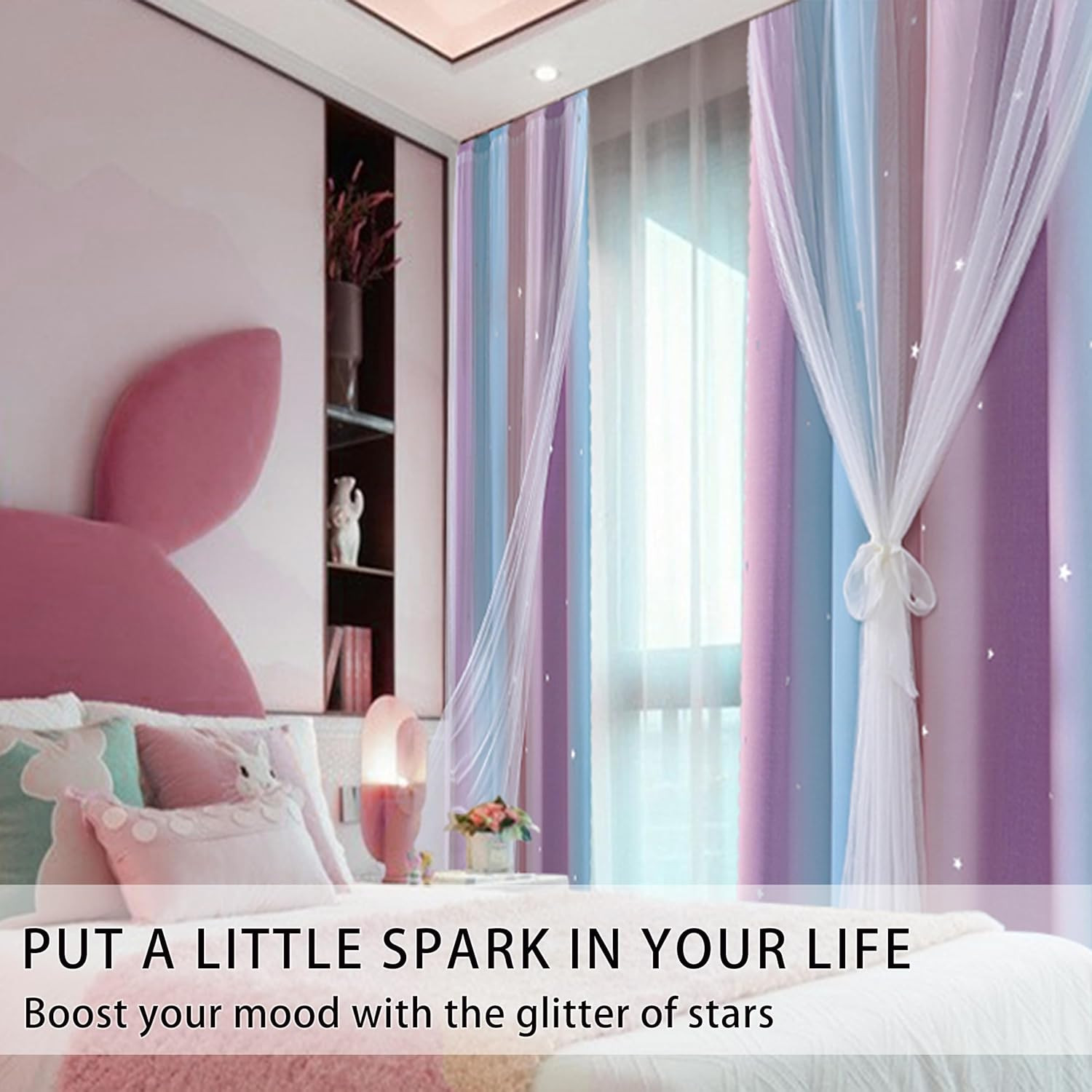 Blackout Curtains for Girls Bedroom Decor 63 Inches Long Window Curtains