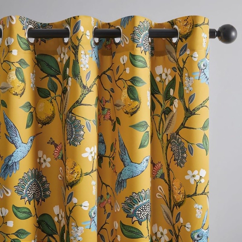 Hummingbird Window Curtains Set Room Darkening Drapes Energy Efficient Blackout