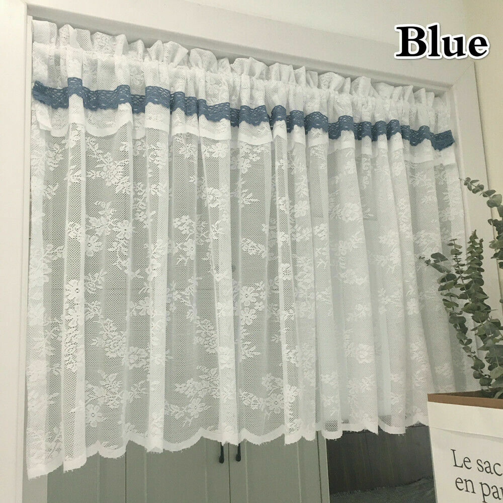 1PC Lace Mesh Short Half Curtain Rod Pocket for Kitchen Door Closet Wardrobe