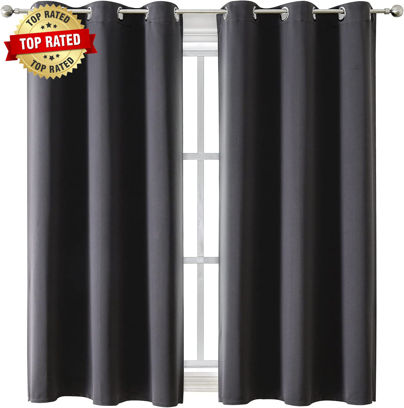 Grommet Blackout Curtains for Bedroom and Living Room – 2 Panels Set Thermal Ins