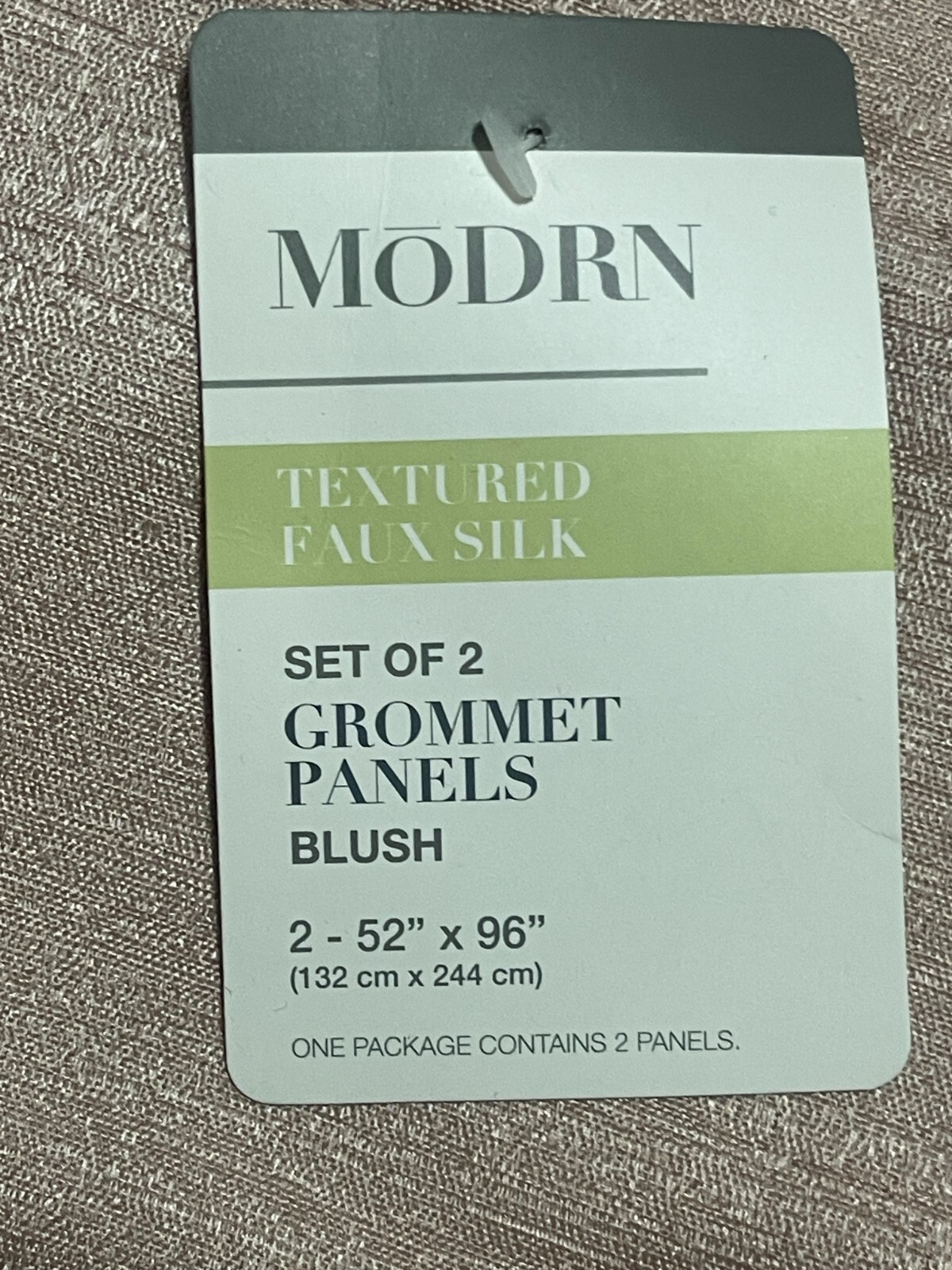 Textured Faux Silk Grommet Panels Blush Set of 2, 52″ x 96″ Curtain