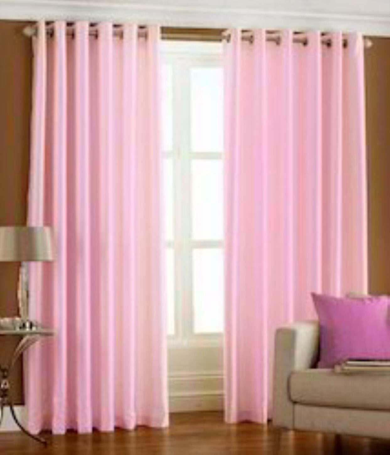 New Polyester 2 Piece Door Curtain Set -Baby pink, 4 x 7 ft.