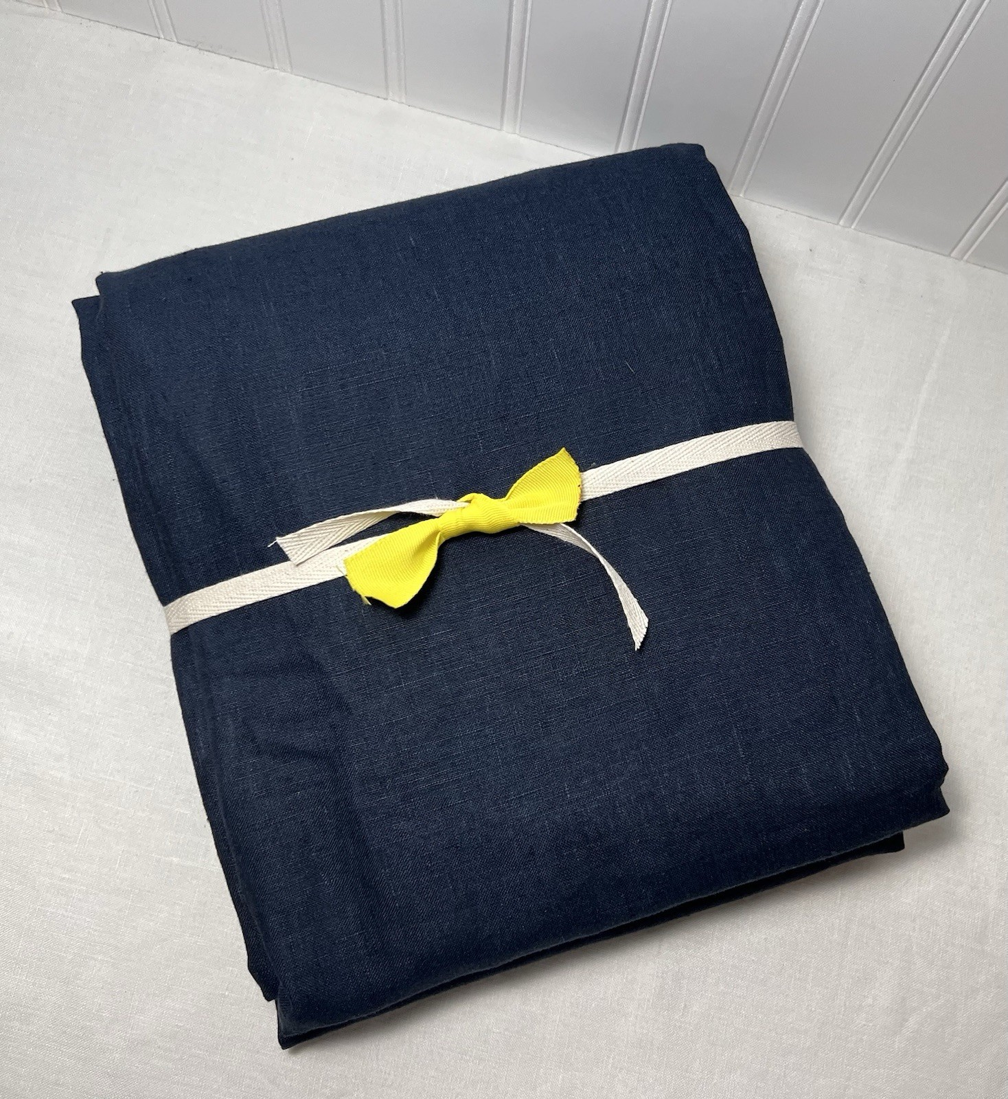 Pottery Barn Classic Belgian Flax Linen Curtain 50×84 Midnight Blue