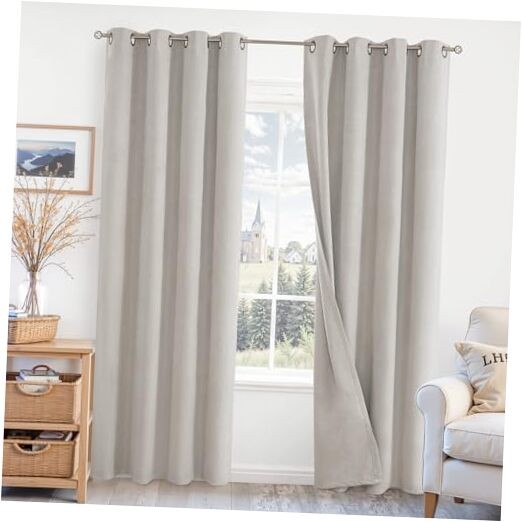 Oatmeal Blackout Curtains for Bedroom 84 52″W x 96″L (Pack of 2) Silver Grey