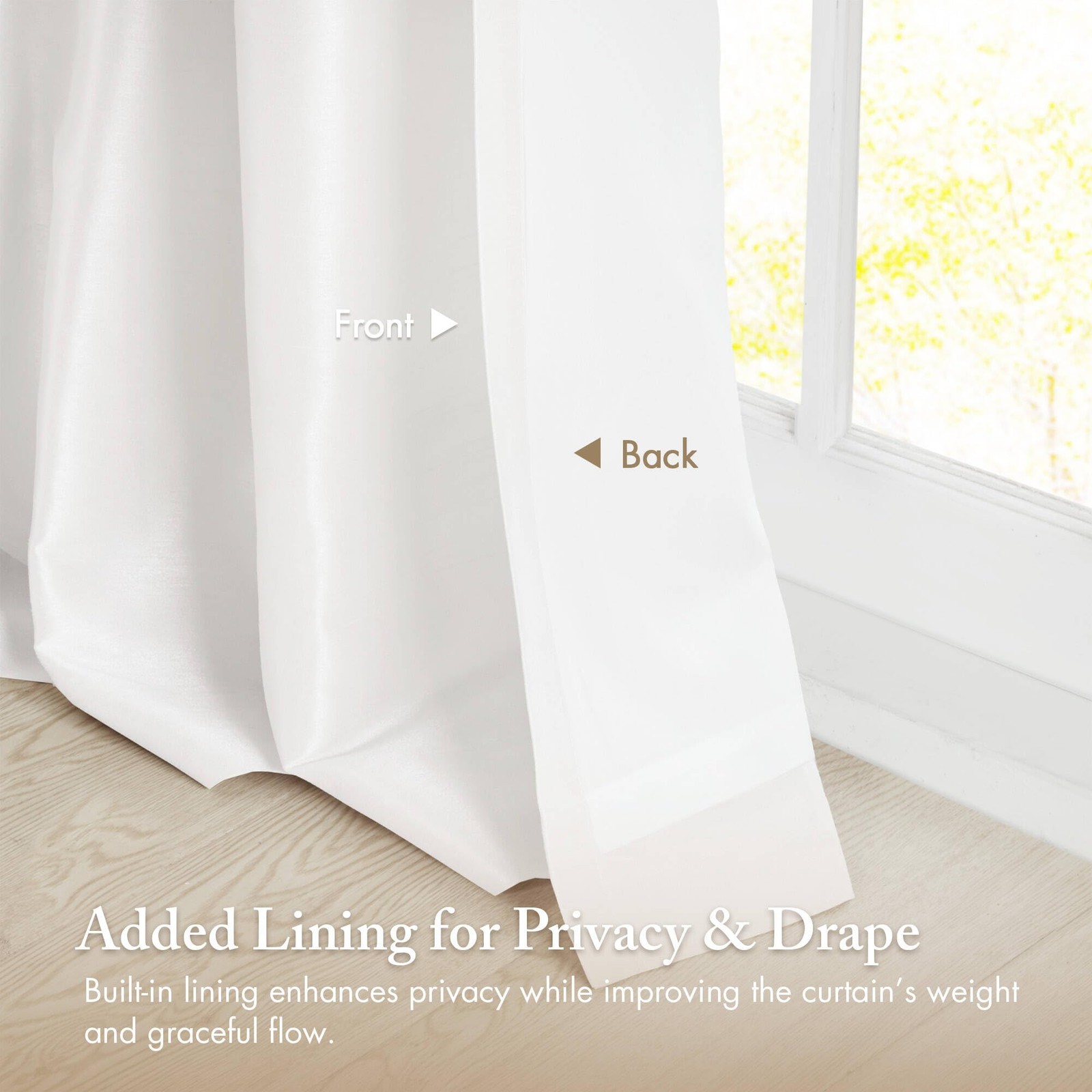 Emilia Faux Silk Single Curtain with Privacy Lining, DIY Twist Tab Top, Room …