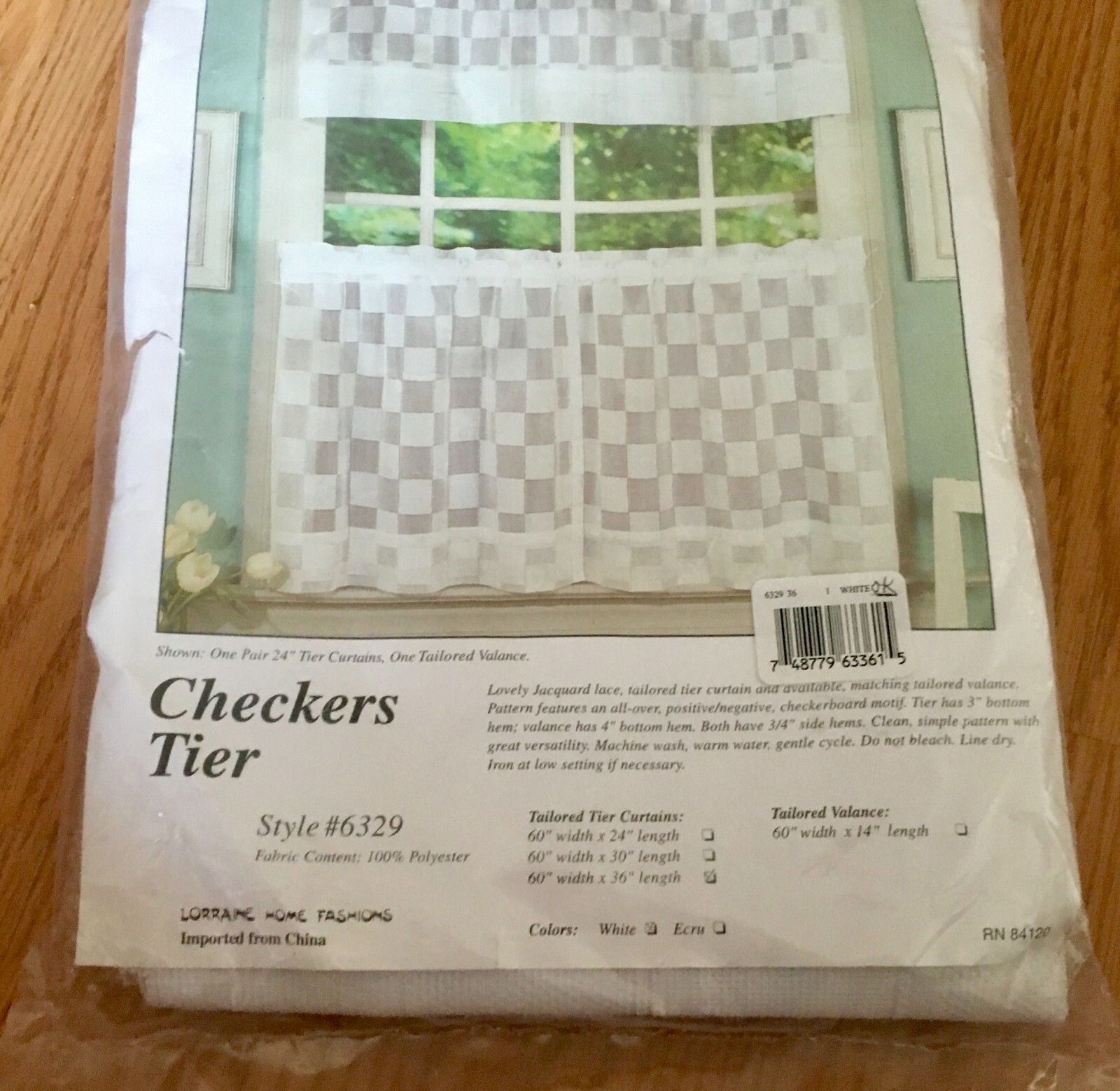 Vintage Checkers Tier Style #6329 Sz. 60″X 36″ BY LORRAINE HOME FASHIONS