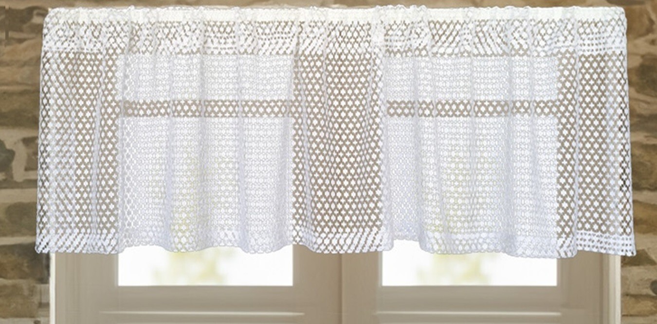 Heritage Lace White COBBLESTONE Window Valance 60″x16″ – Made in USA!