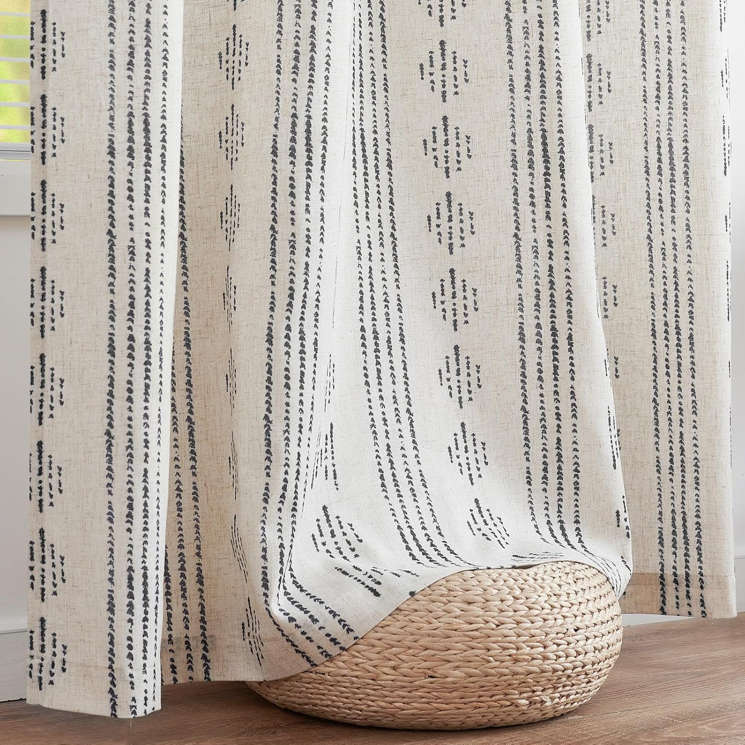 Boho Curtains for Living Room Farmhouse Black Curtains 84 Inch Length 2 Panels f