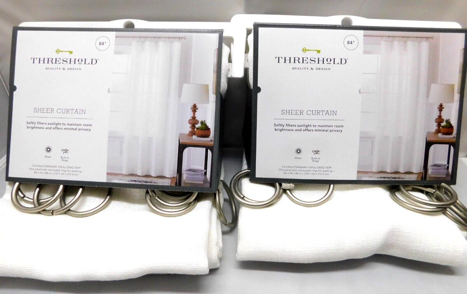 Threshold Contrast Edge Solid Sheer Lot of 2 Window Curtain Panel 84″ x 54″