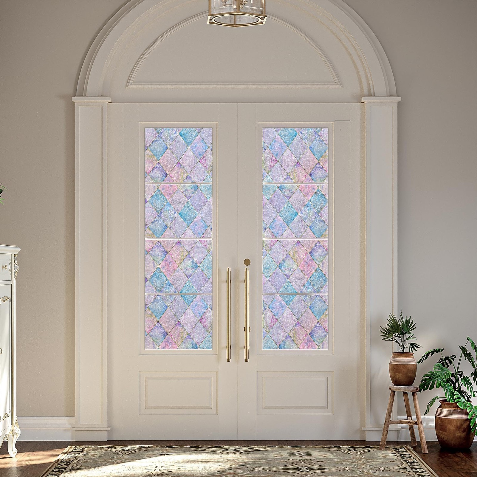 23.6″x78.7″ Window Privacy Film Static Cling Stained Glass Window Film Decora…