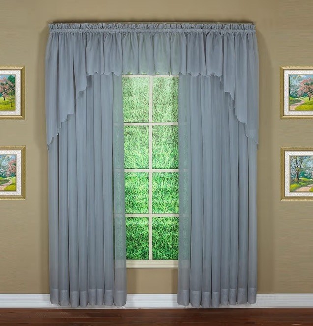 Voile Sheer Curtain Panel Emelia Original Grey 60″ W x 90″ L Elegant NEW