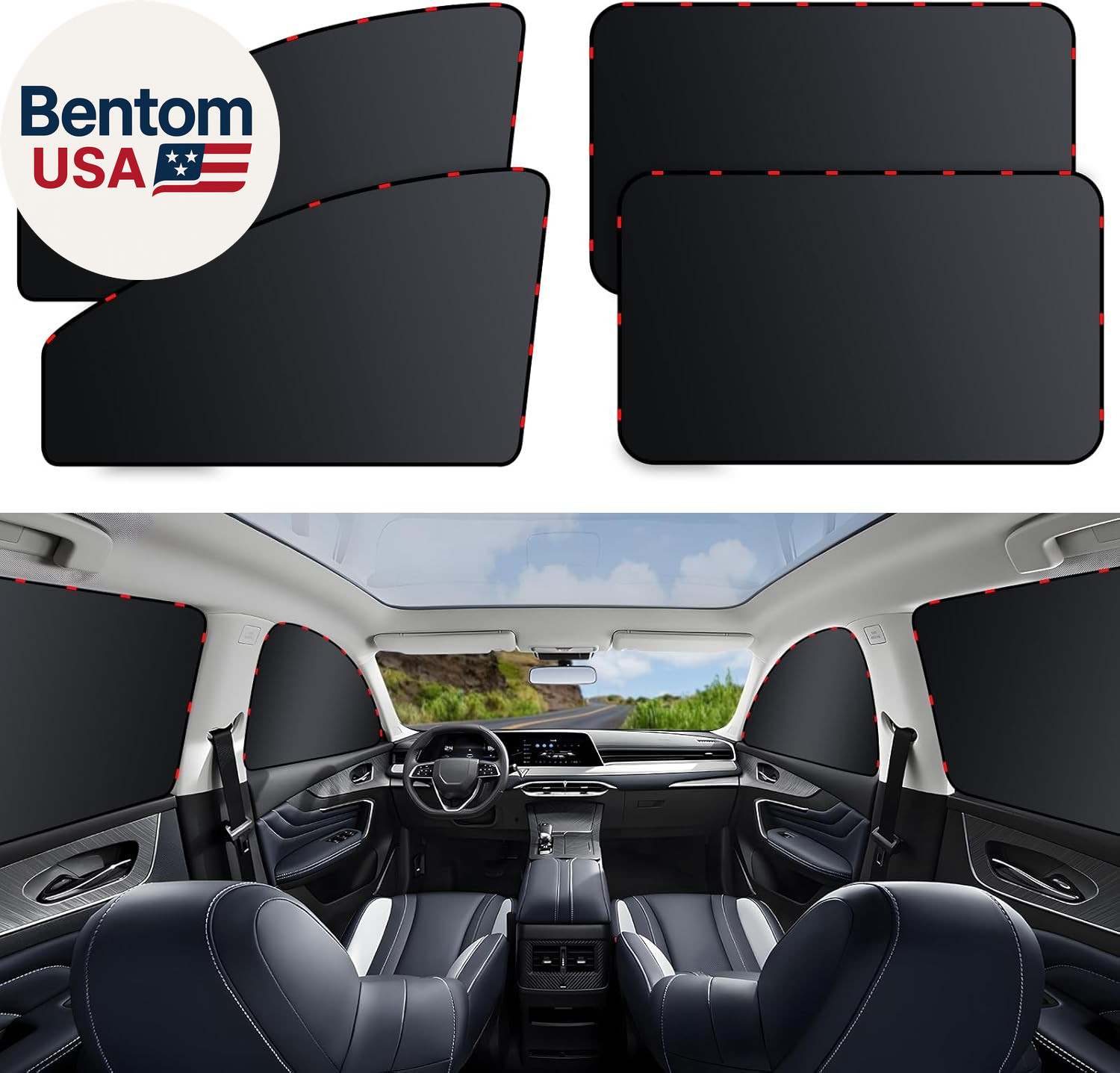 4 Pack Car Privacy Curtains, Full Blackout Car Window Shades, Universal Fit for