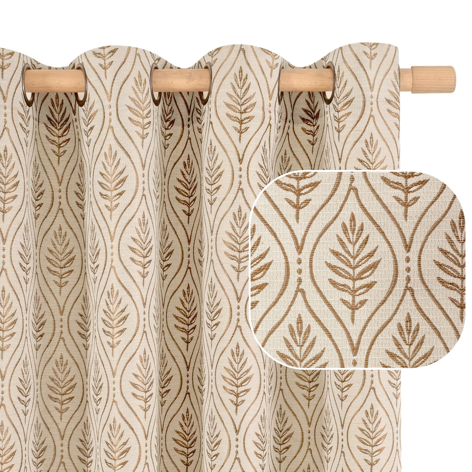 BGment Taupe Curtains for Living Room 84 Inches Long, Natural French Country Cur