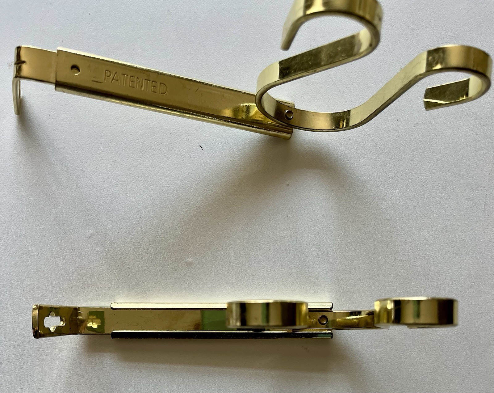 Vintage MCM Brass Double Gooseneck Window Shag Drapery Hooks Set of 2