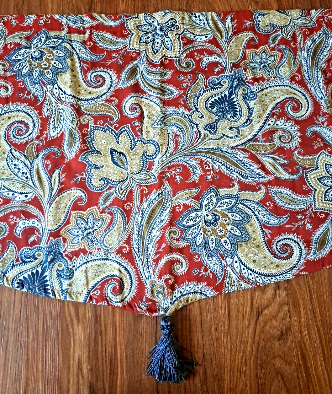Traditions By Waverly Ascot Valance Red Gold Paisley Blue Tassel Modern 51×22