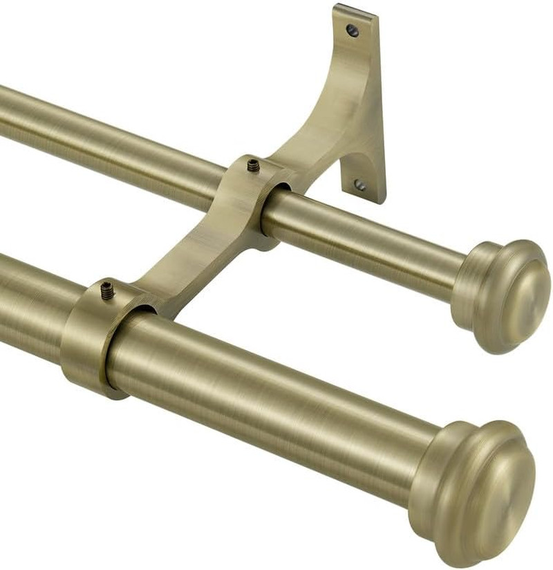 Antique Bronze Double Curtain Rods, 72-144″ with Adjustable Telescoping Design a