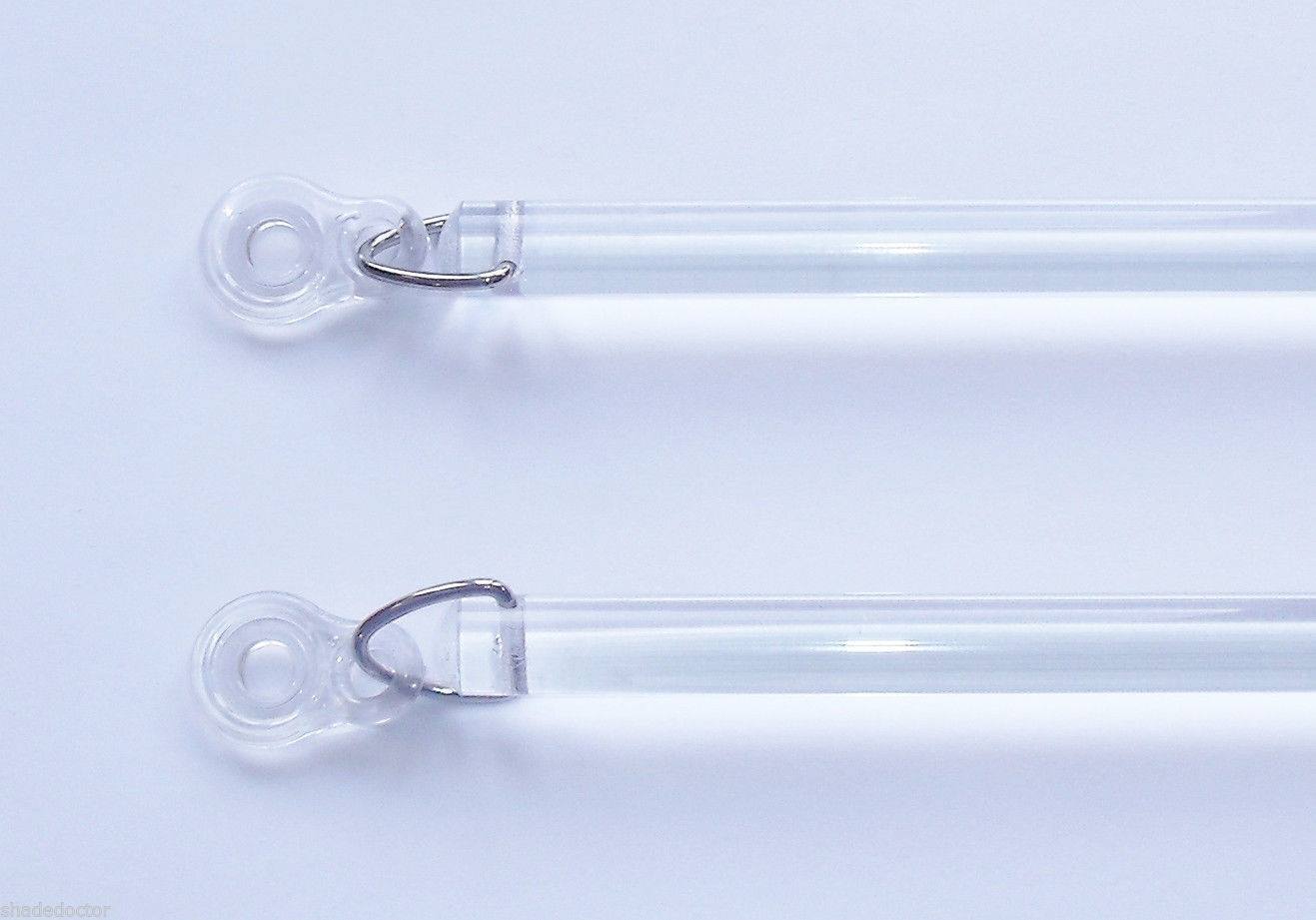 48″ Heavy Duty 1/2″ CLEAR ACRYLIC DRAPERY BATONS with Plastic Adapters (2-pack)