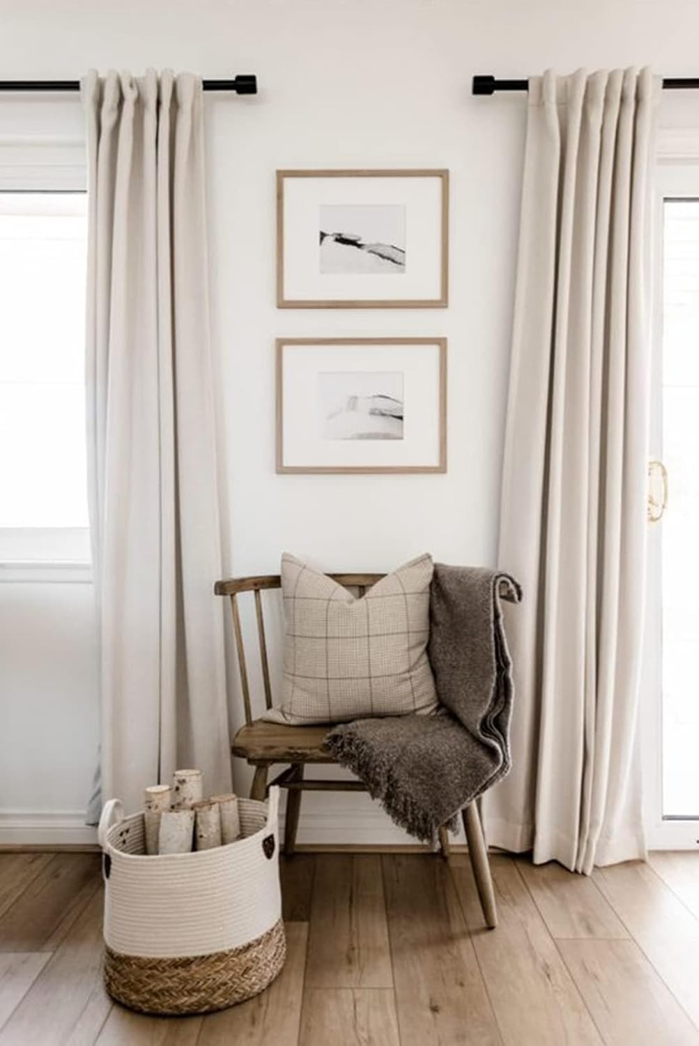 100% Blackout Curtains Linen 2 Panels 50”W x 84”L Thermal Insulated CREAM Pocket