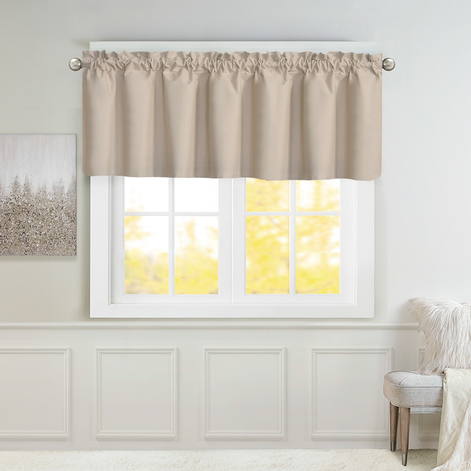 Blackout Window Valance Rod Pocket Curtains, Window Treatment 2 Panels, 39x20in
