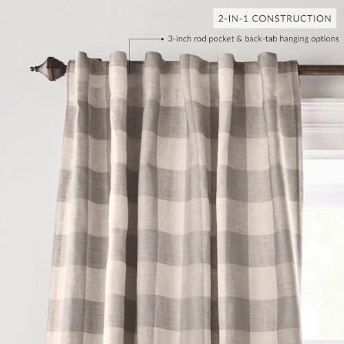 Farmhouse Living Grainger Buffalo-Check Blackout 52″W x 84″L (Pack of 1) Grey
